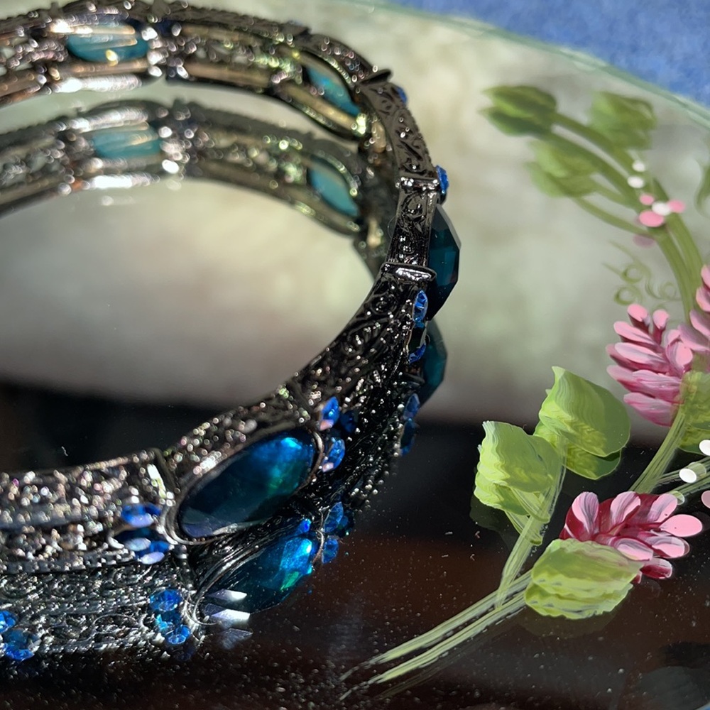 Vintage 1980’s Blue Silver Link Bracelet - Picture 4 of 5